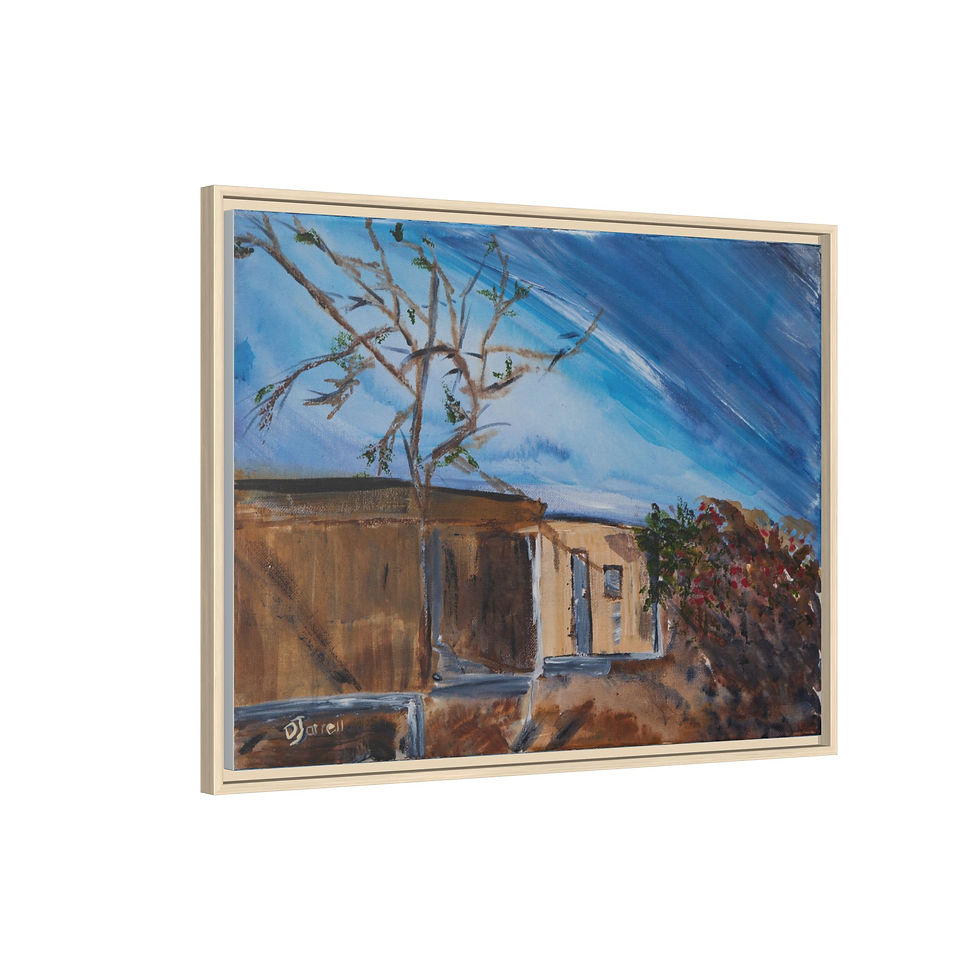 Thumbnail: "Roadside House Guiria Venezuela" - Framed Matte Canvas Wall Art