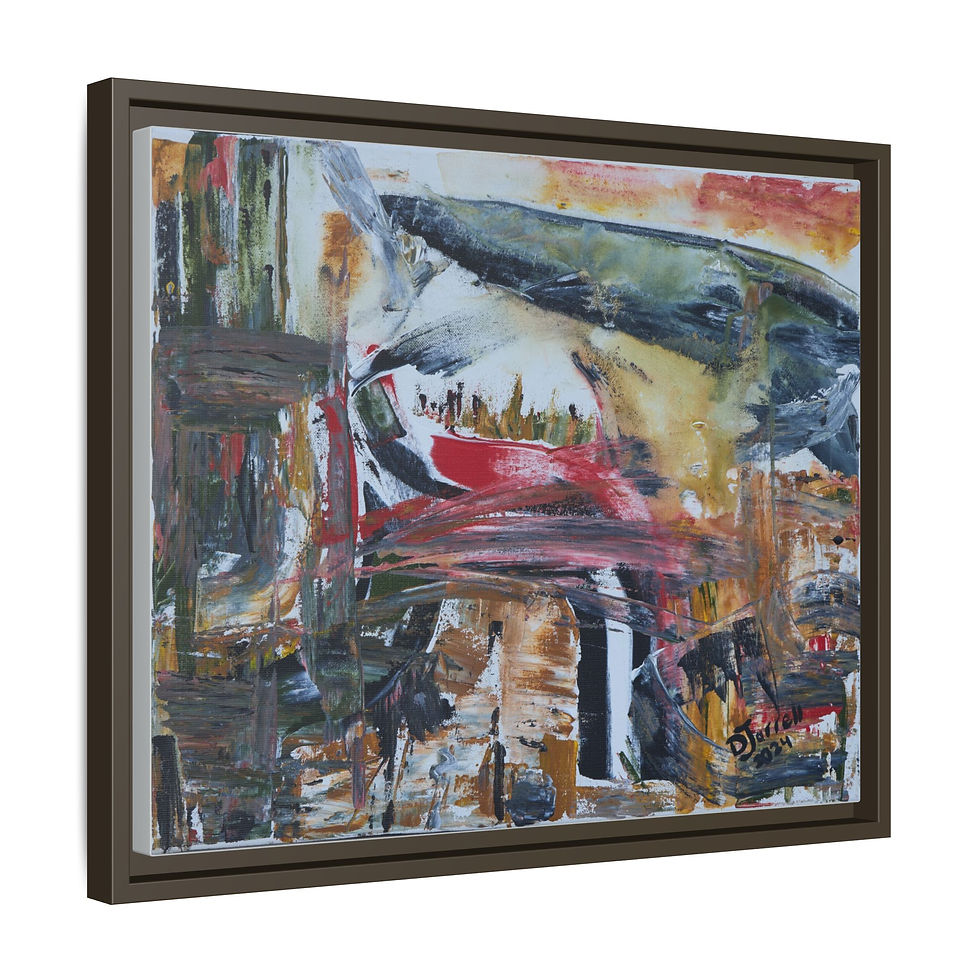 Thumbnail: "Sharknado vs Jonathan Livingston Seagull" - Framed Matte Canvas Wall Art