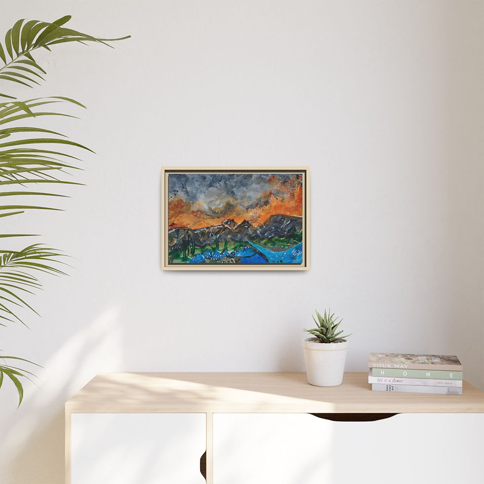 Thumbnail: "Canmore Folk Fest Sunset" - Framed Matte Canvas Wall Art