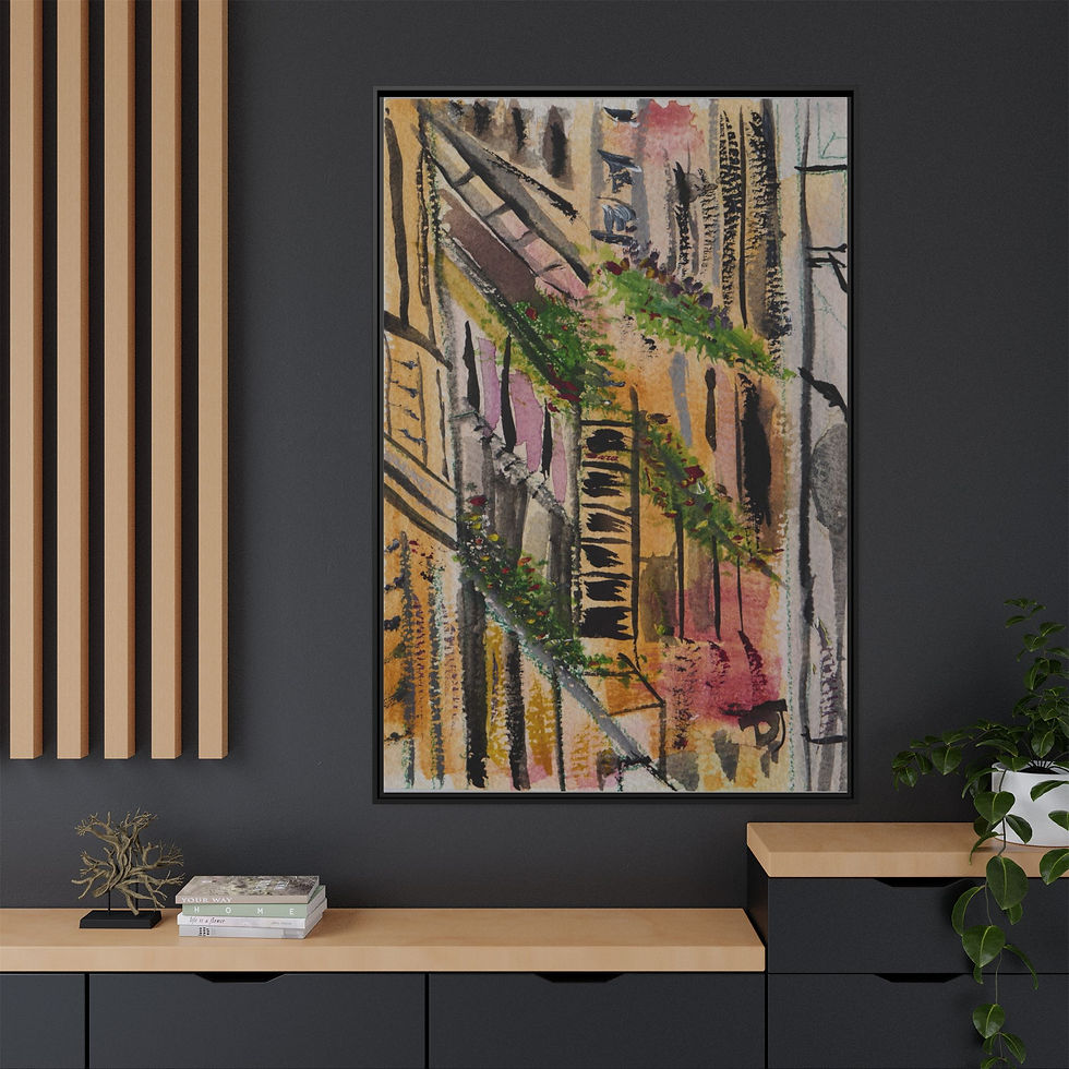Thumbnail: "Overgrown Rustic Structure" - Framed Matte Canvas Wall Art