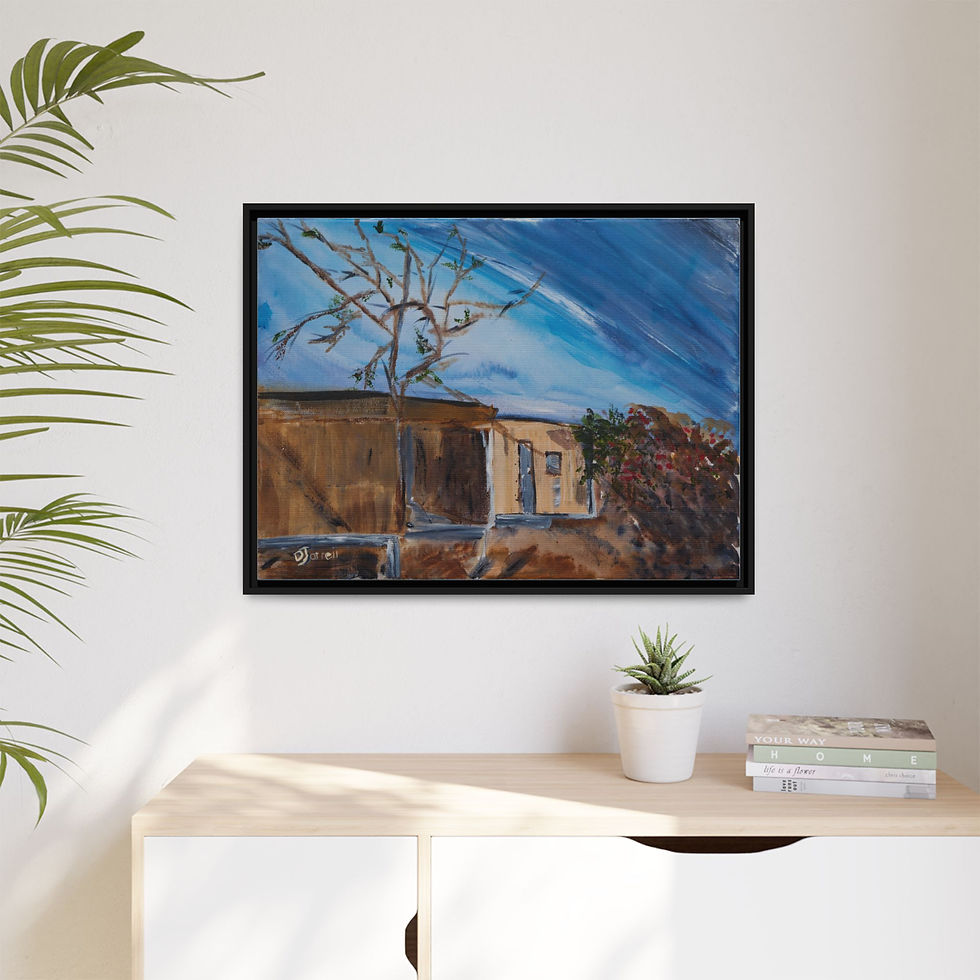 Thumbnail: "Roadside House Guiria Venezuela" - Framed Matte Canvas Wall Art