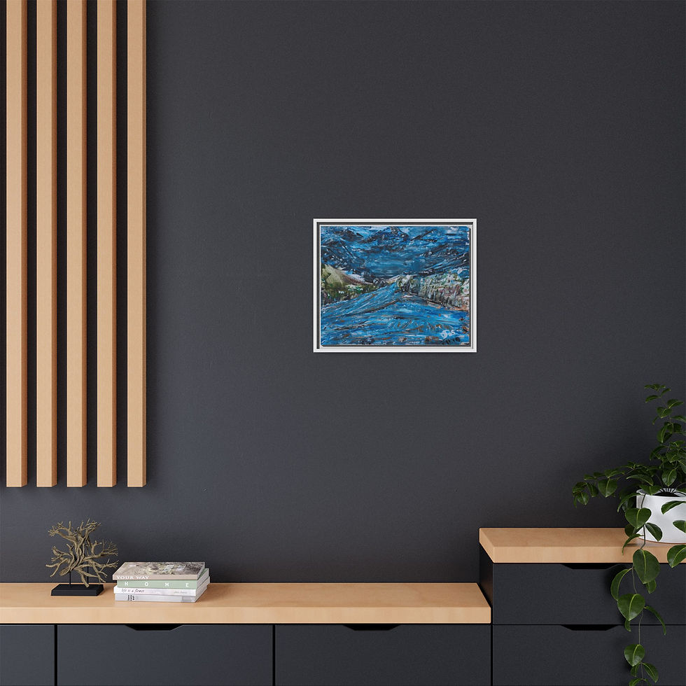 Thumbnail: "Wild Mountain Cascade" - Framed Matte Canvas Wall Art