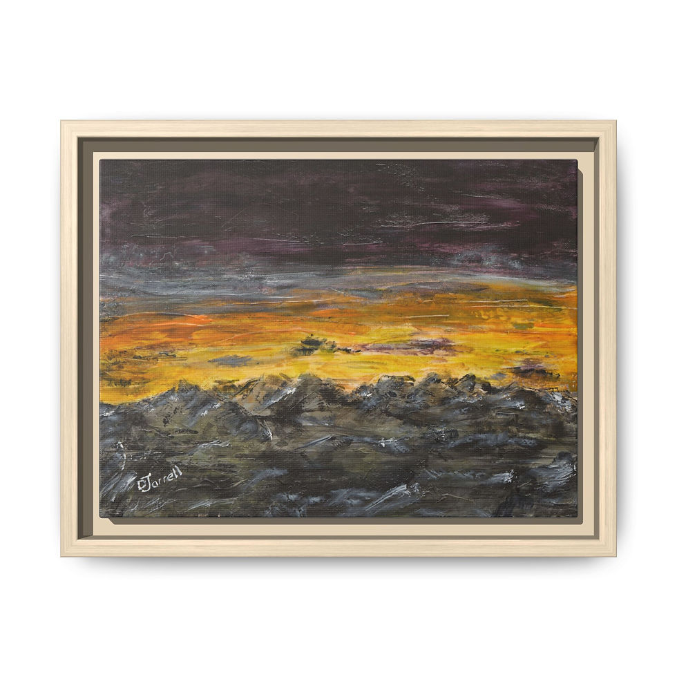 Thumbnail: "Sunset Over Mountains" - Framed Matte Canvas Wall Art