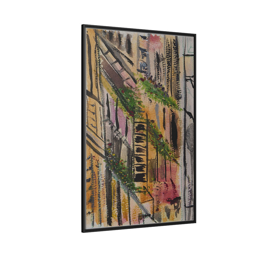 Thumbnail: "Overgrown Rustic Structure" - Framed Matte Canvas Wall Art