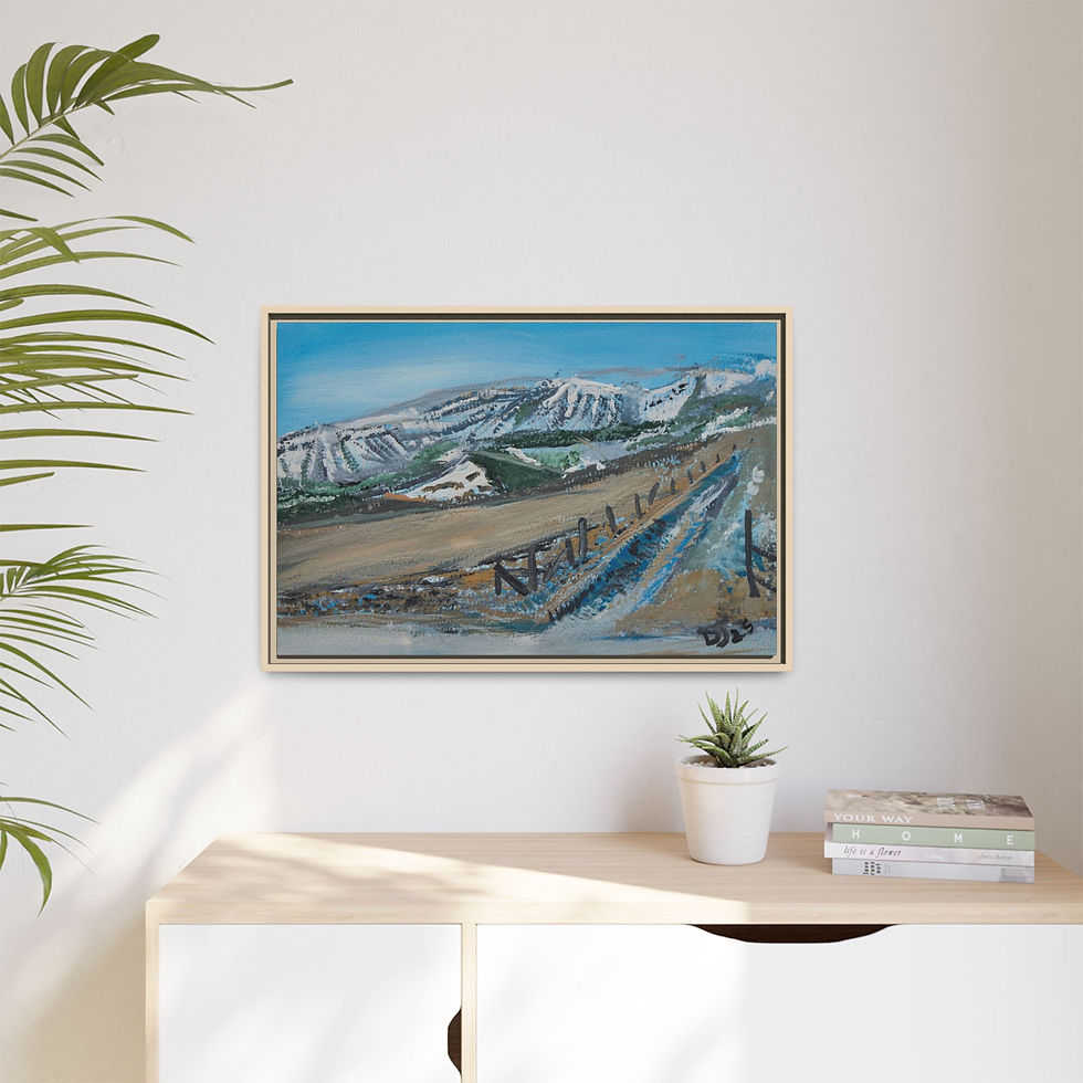 Thumbnail: "Snowy Mountain Pass SW Alberta" - Framed Matte Canvas Wall Art