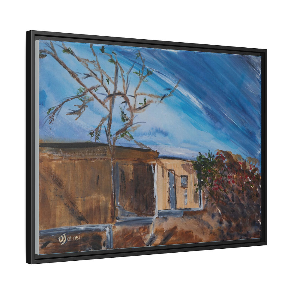 Thumbnail: "Roadside House Guiria Venezuela" - Framed Matte Canvas Wall Art