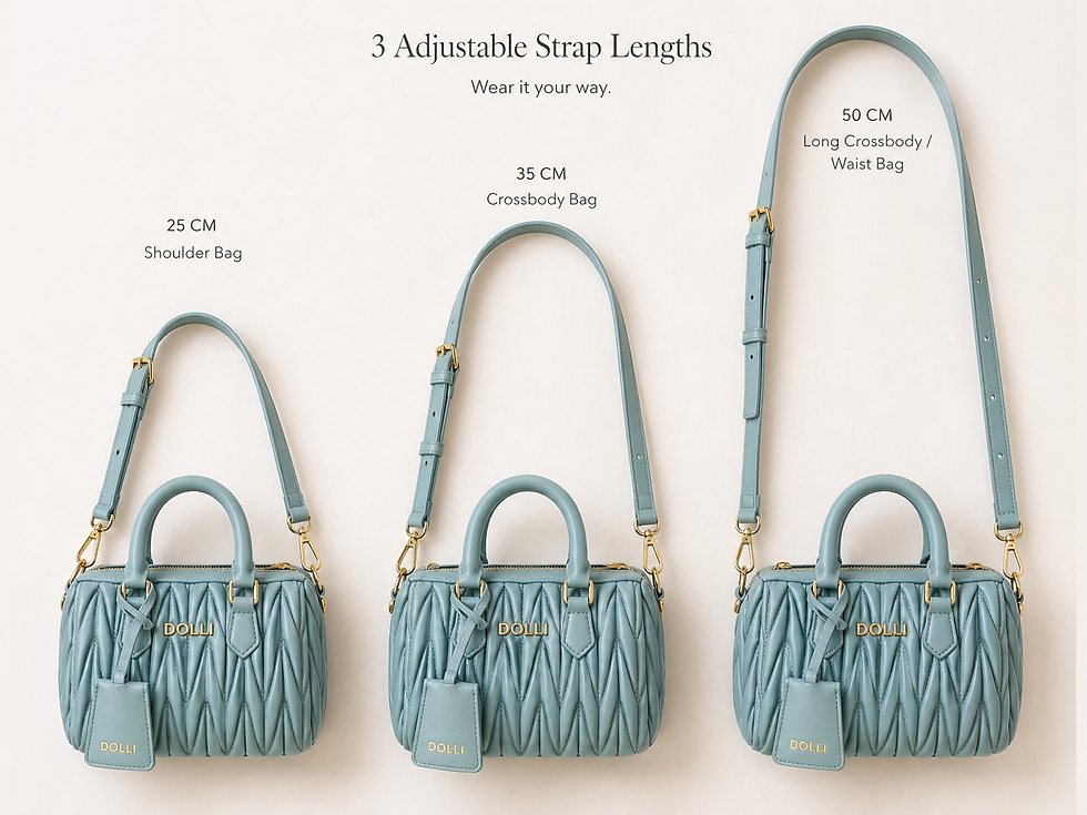Dolli Signature Bag Blue strap sizes