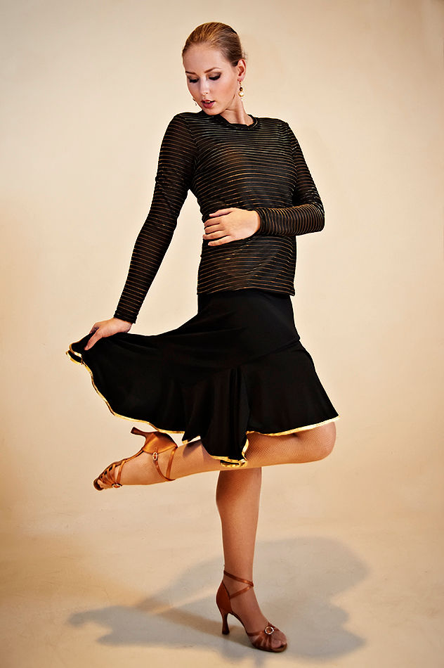 Black Golden Striped Long Sleeved Top