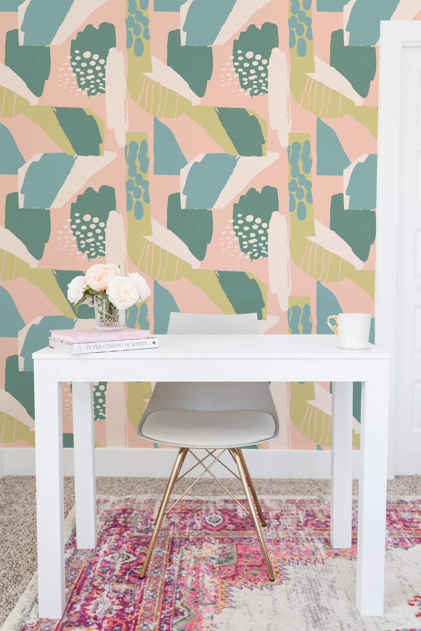 Pastel Paint Brush Stroke Peel and Stick Wallpaper