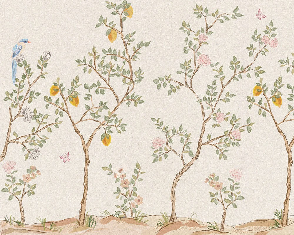 Bird garden mural for kids