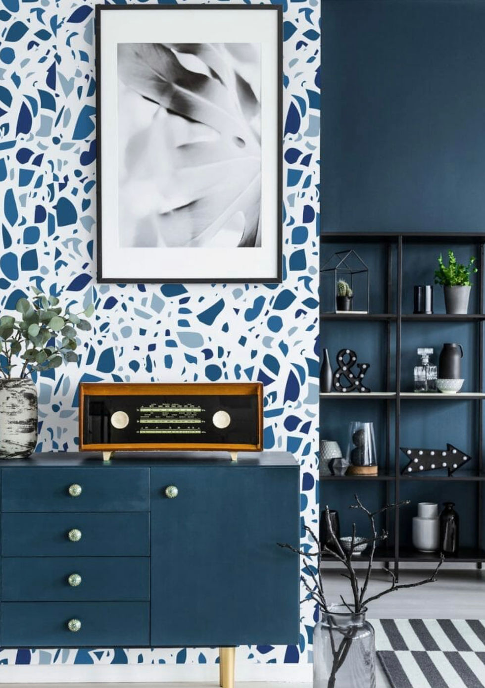 Blue Terrazzo Peel and Stick Wallpaper
