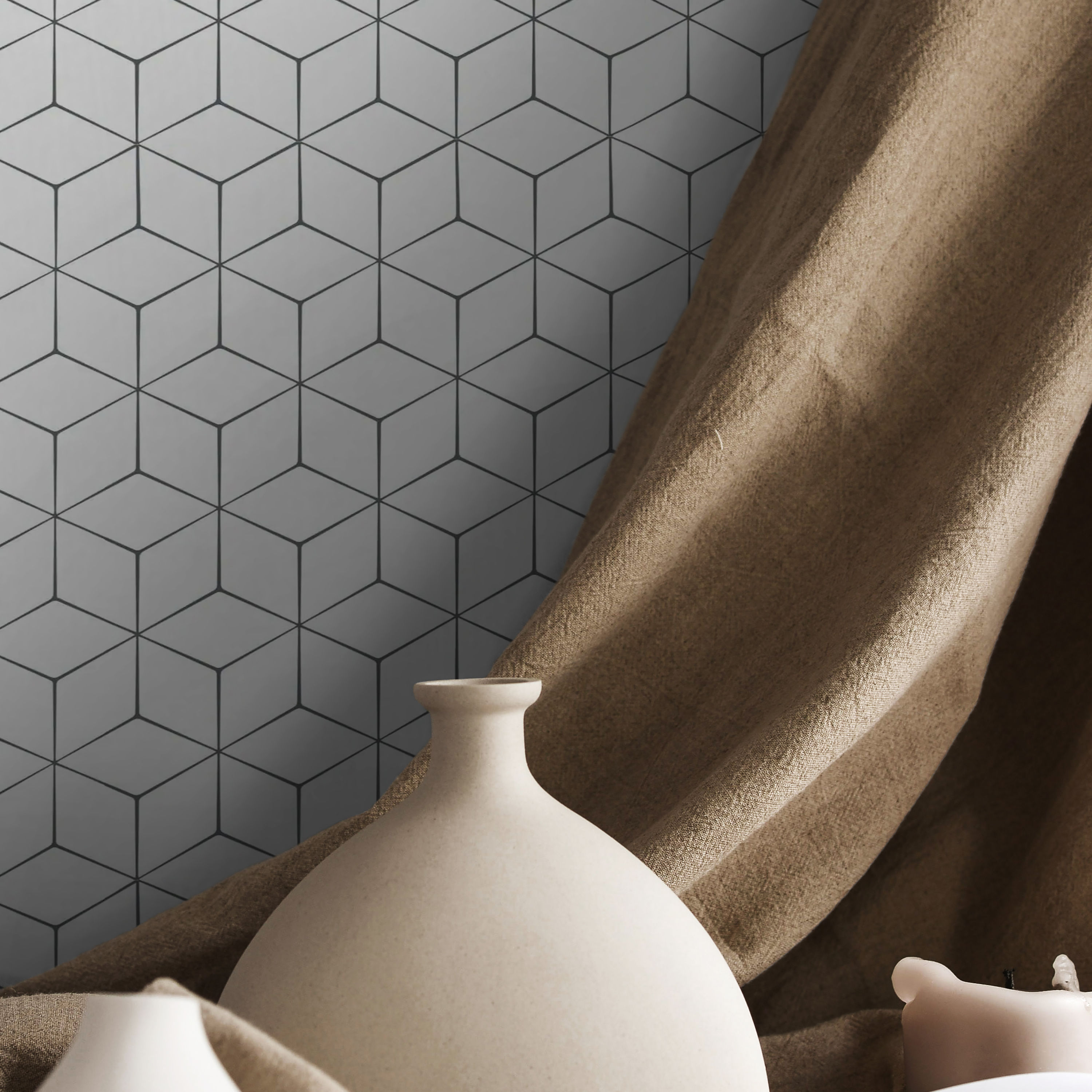 Geometric Cubes Design Peel and Stick Wallpaper