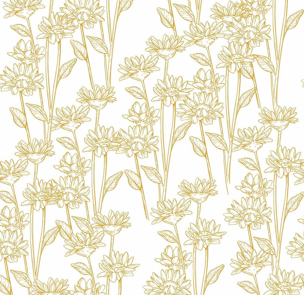 Yellow Boho Flowers Peel and Stick Wallpaper