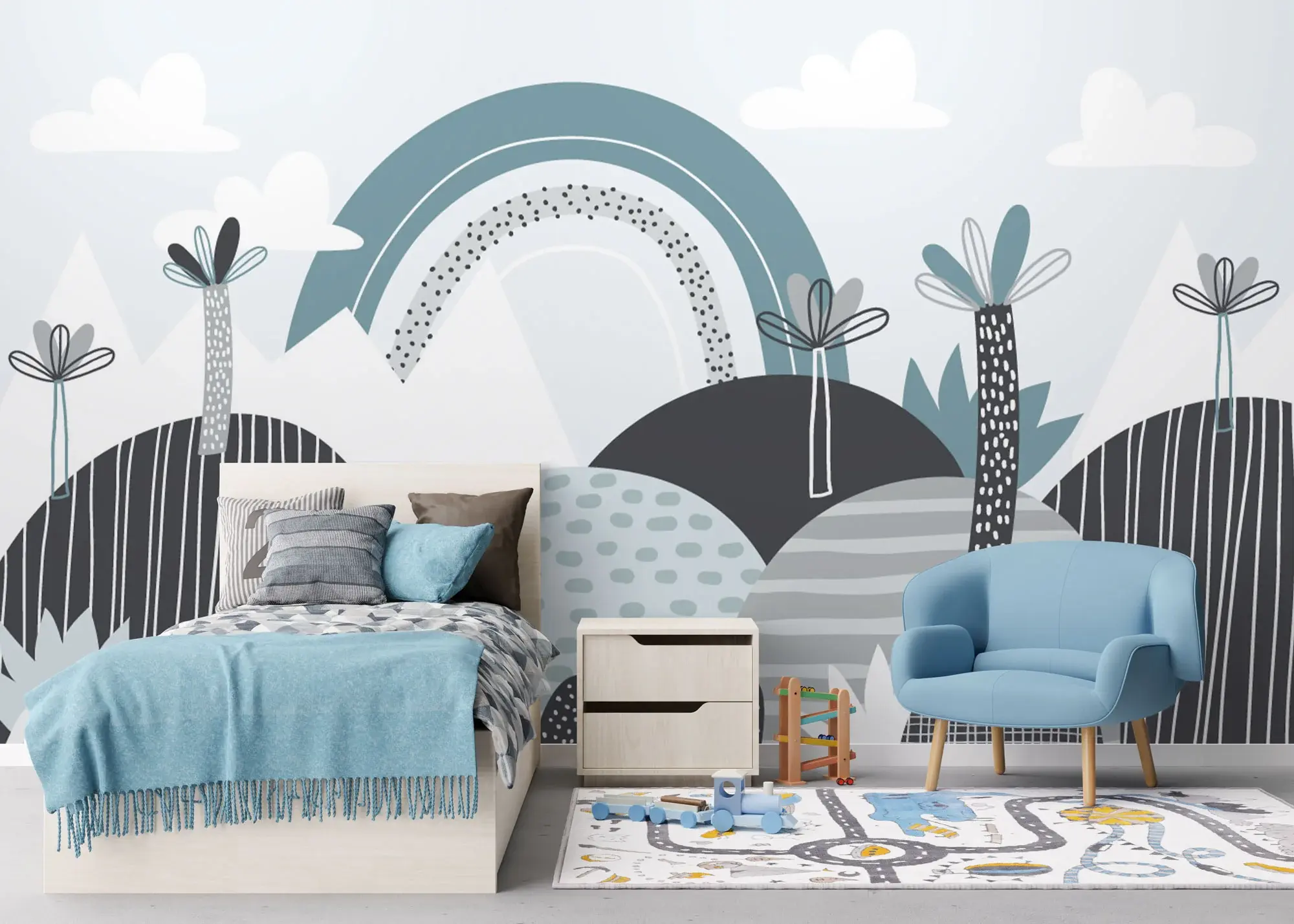 Blue Rainbow Wall Mural