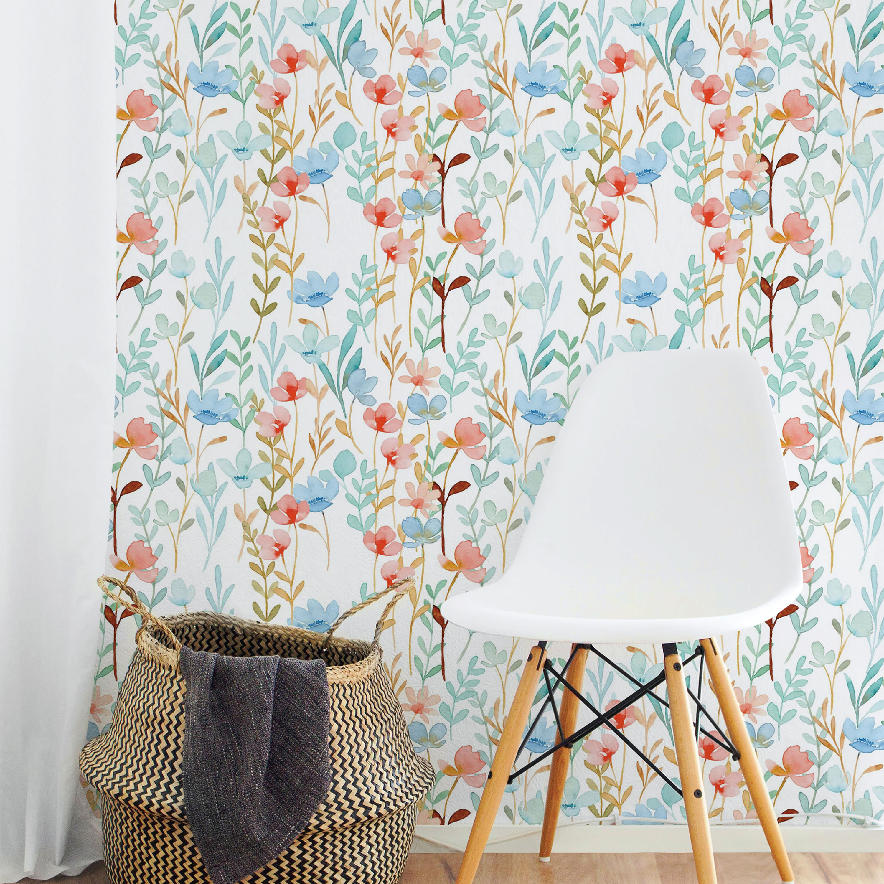 Dreamy Watercolor Flowers Peel and Stick Wallpaper