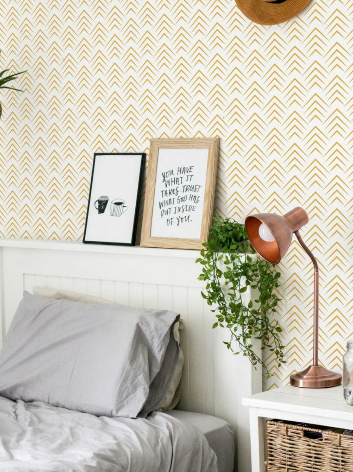 Yellow Chevron Peel and Stick Wallpaper