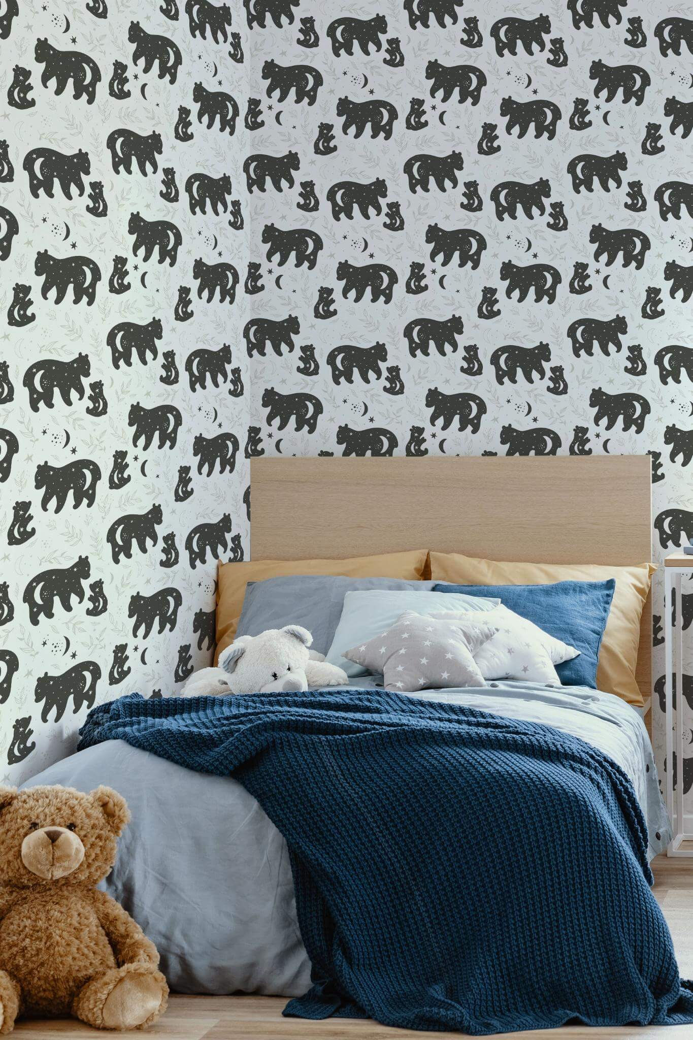 bear wallpaper boys room