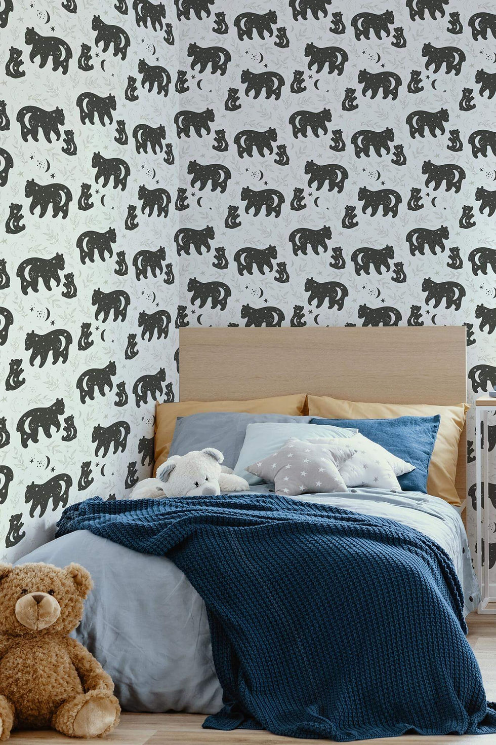 bear wallpaper boys room