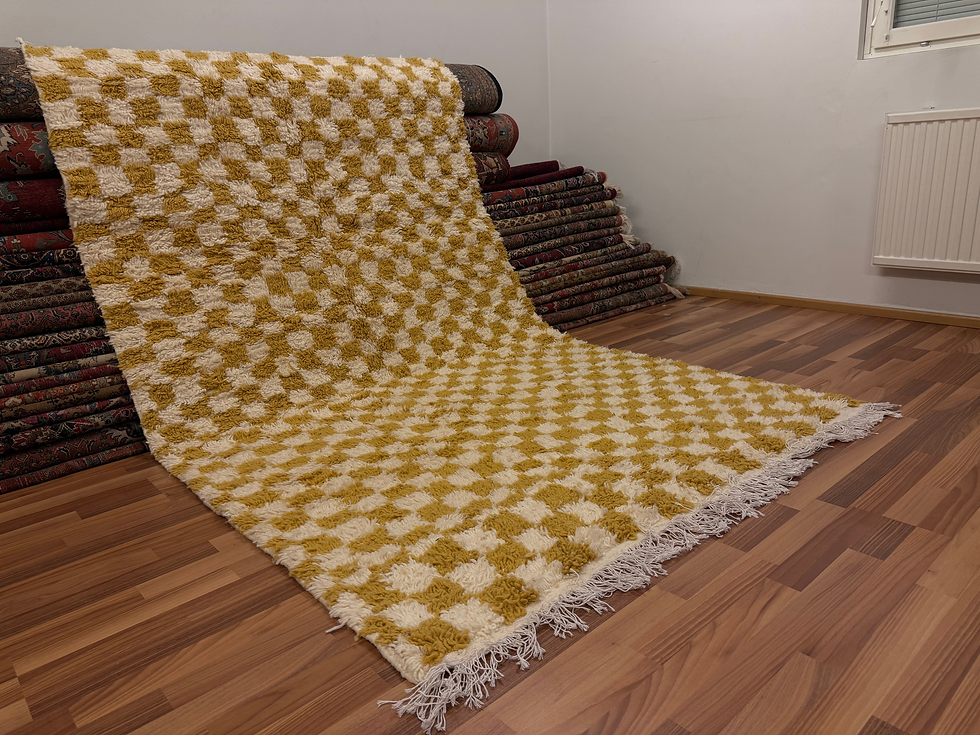 Pikkukuva: Käsinsolmittu Marokkolainen ruudullinen matto (uusi) 250*150