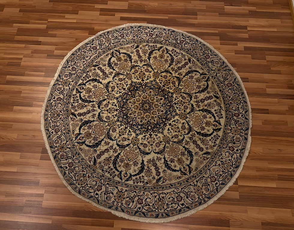 Pikkukuva: Käsinsolmittu Pers-Nain(villa ja silkki) pyörä matto 228*228