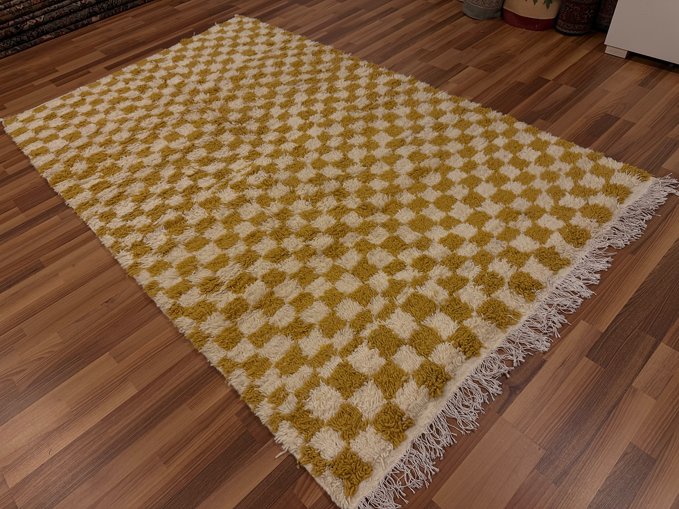 Pikkukuva: Käsinsolmittu Marokkolainen ruudullinen matto (uusi) 250*150