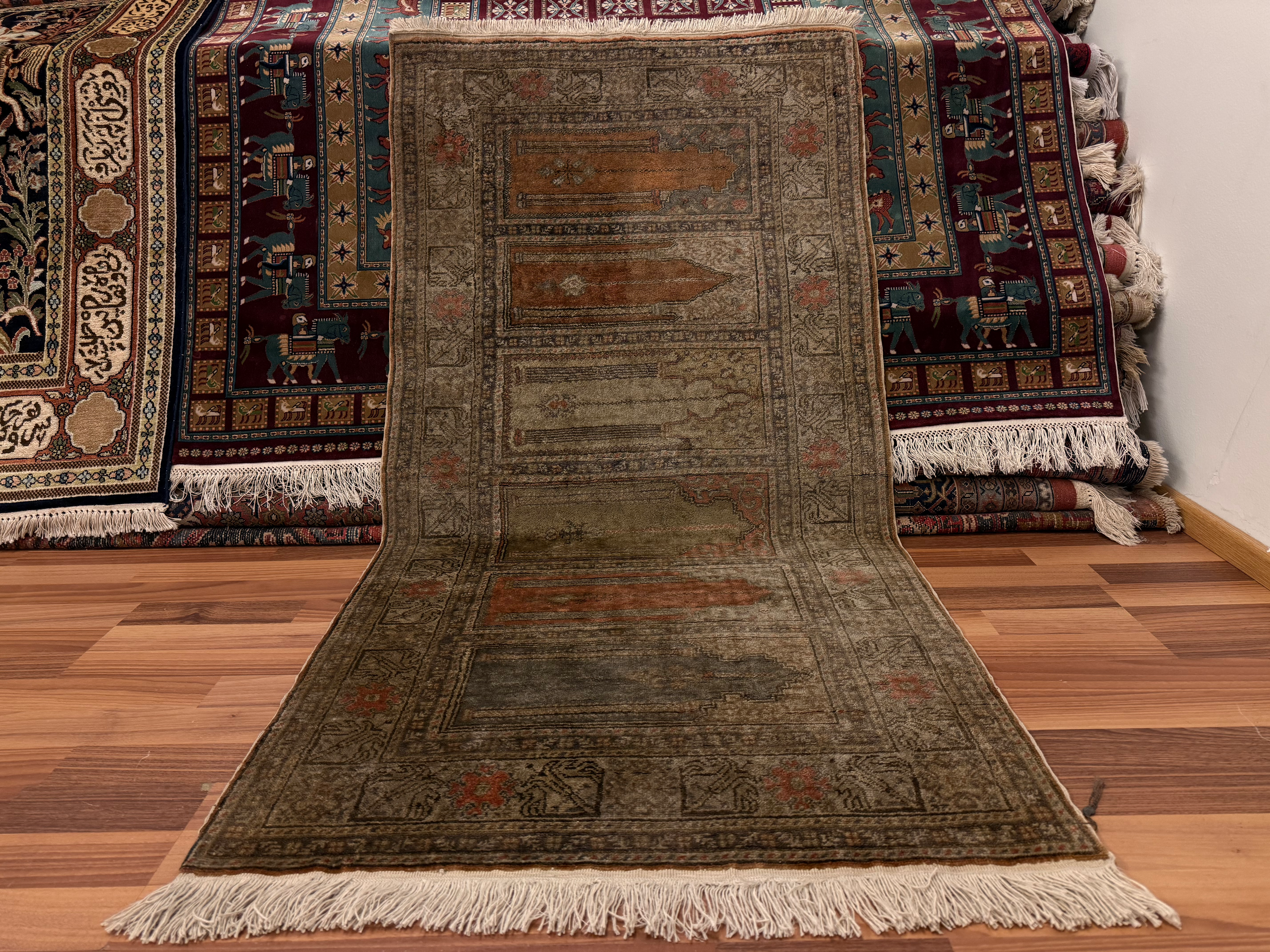 Käsinsolmittu Turkkilainen/Kayseri silkki-villa matto 160*77