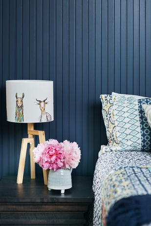 slat wall millwork, slate blue wall, slat accent wall, millwork interior decor, millwork accent wall