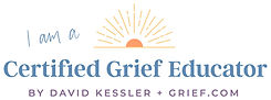 Certified Grief Educator badge from David Kessler – Faye Lao provides heart-centered grief support rooted in compassion and h