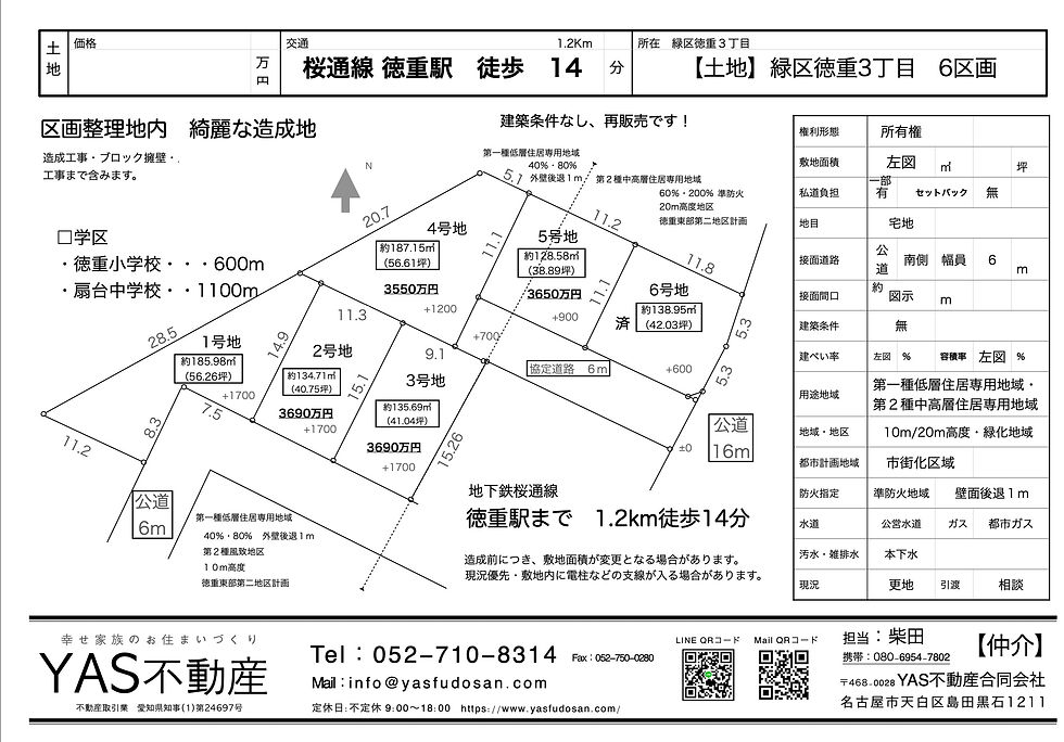 緑区徳重分譲地 売地