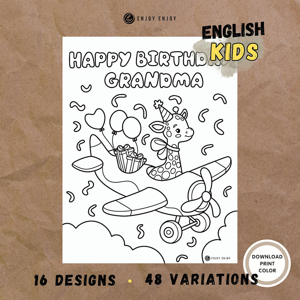 48 printable English pages with heartfelt illustrations for kids-all in one printable birthday set