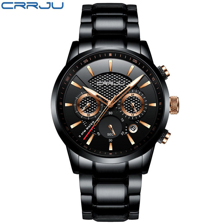 Sleek Black Gold Trio Sports Watch