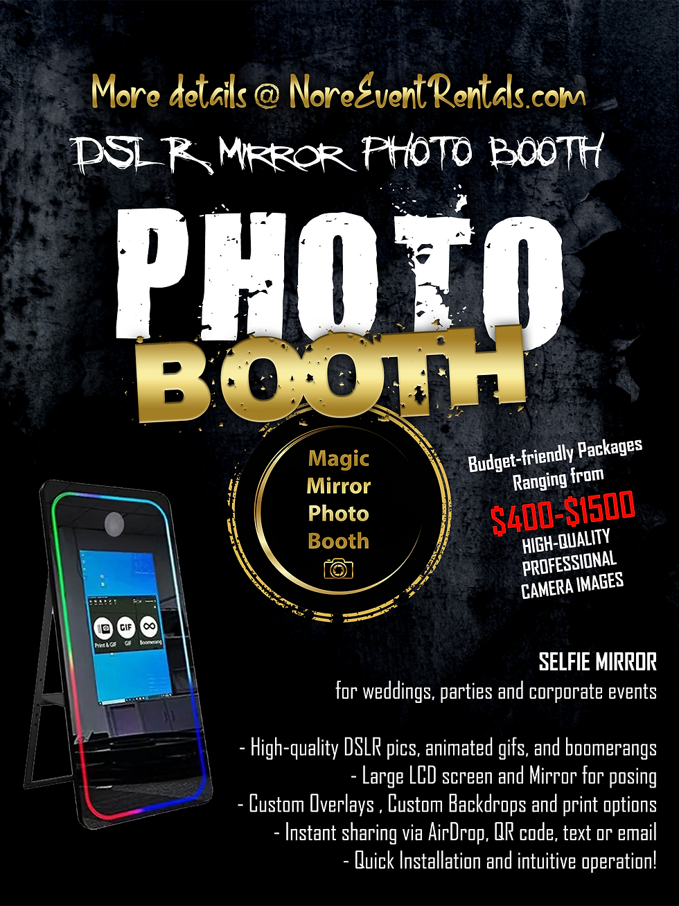 New Orleans photo booth rental, the DSLR Magic mirror Photobooth