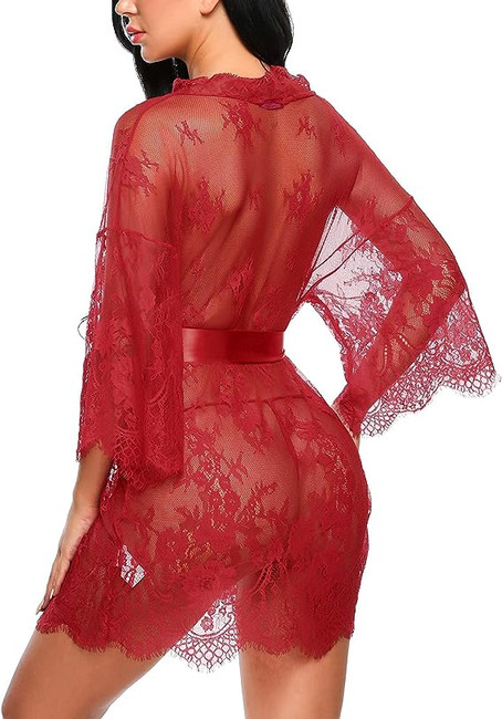 New Orleans boudoir photographer Avidlove Women's Lace Kimono Robe Babydoll Lingerie Mesh Nightgown S-5XL