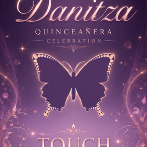 Overlay start screen for a butterfly themed Mirror photo booth rental at a quinceañera at the Renaissance Hotel in Baton Rouge