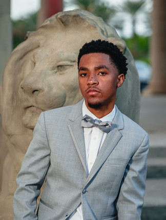 Teen boy individual prom portrait at City Park Peristyle in New Orleans