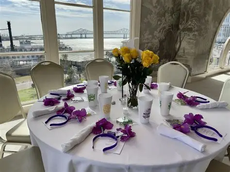 Wedding reception setup at the Riverview Room in New Orleans