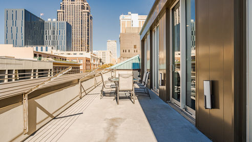 Downtown New Orleans condo balcony overlooking the surrounding area