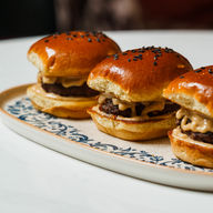 cheesburger sliders on table