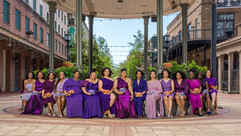 group photo in purple dresses
