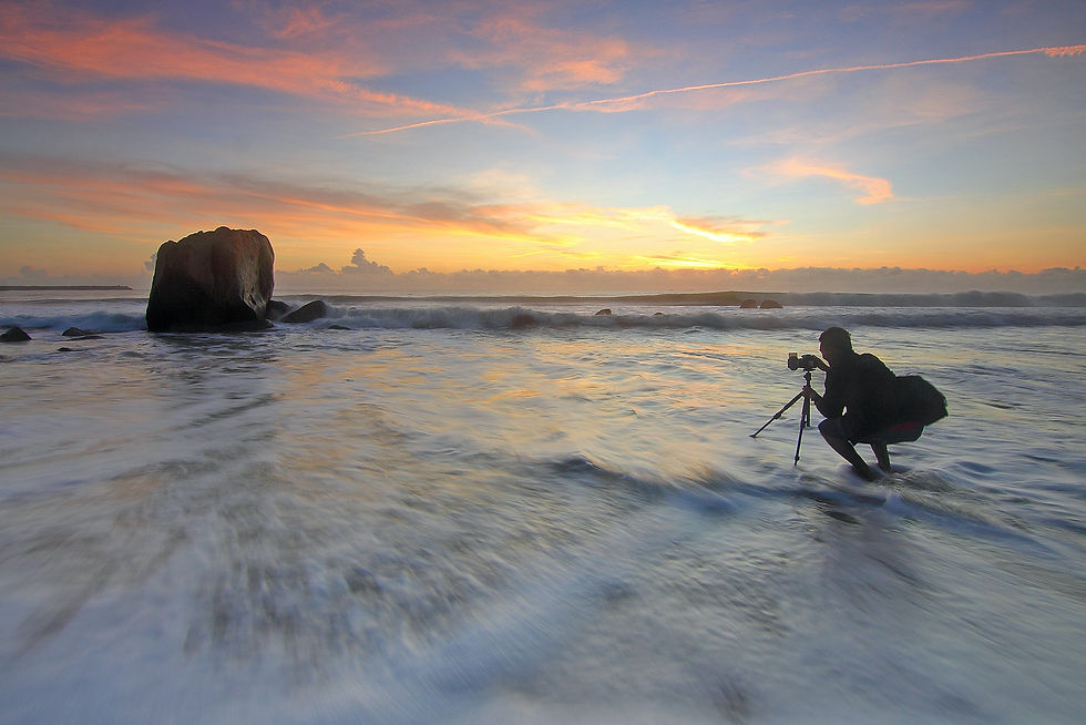 scenic photographs with camera and tripod beach landscape photography