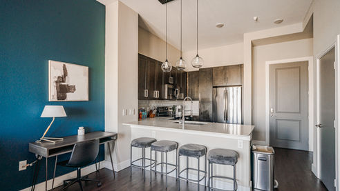 Entrance to furnished apartment model unit