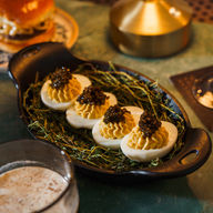 deveiled eggs with caviar