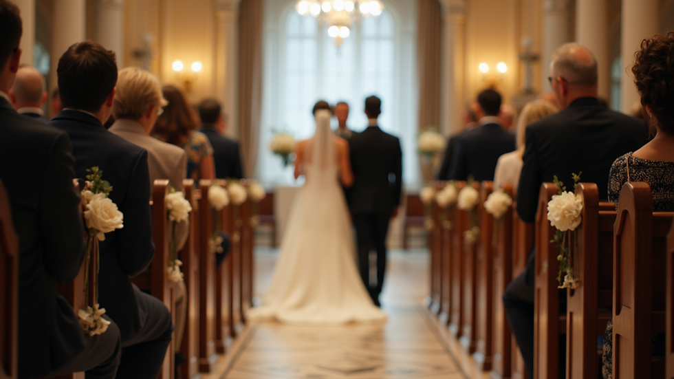 Eye-level view of wedding ceremony details