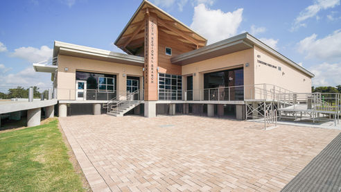 Fire station exterior photographed for commercial property documentation