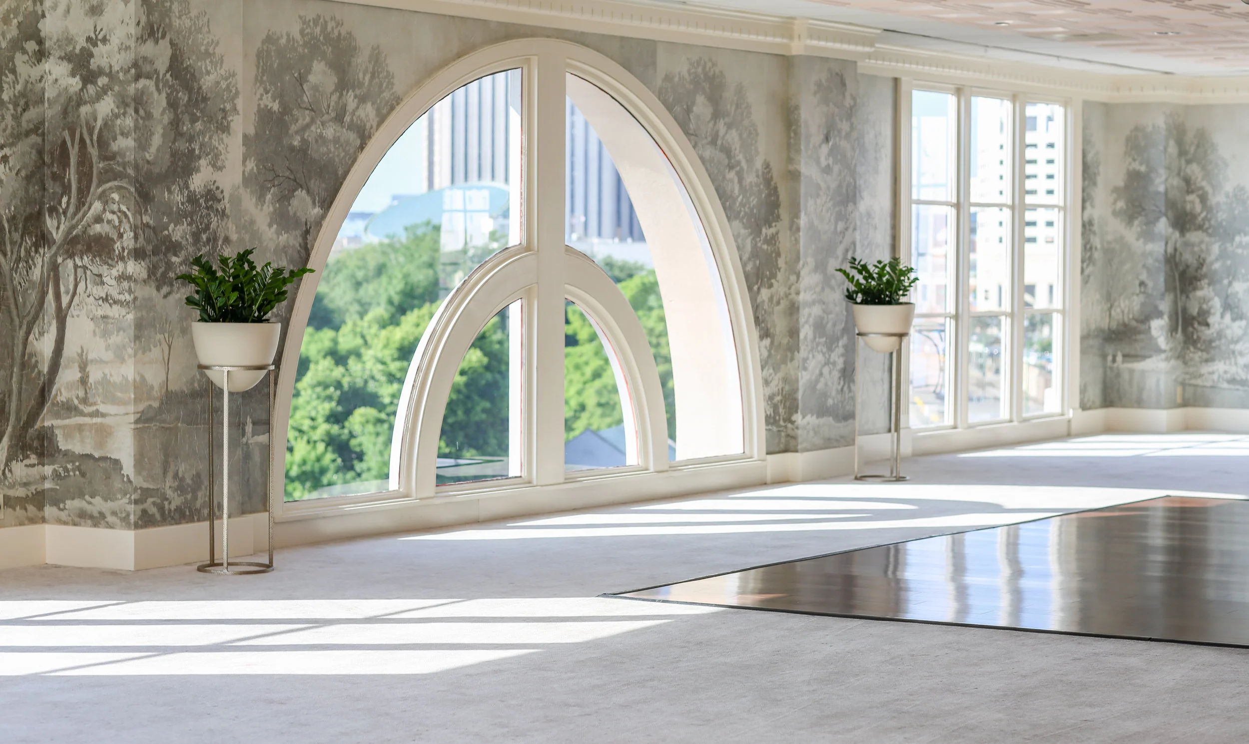 Elegant wedding ceremony at the Riverview Room overlooking the Mississippi River