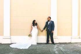 Wedding couple portraits in the Treme neighborhood of New Orleans