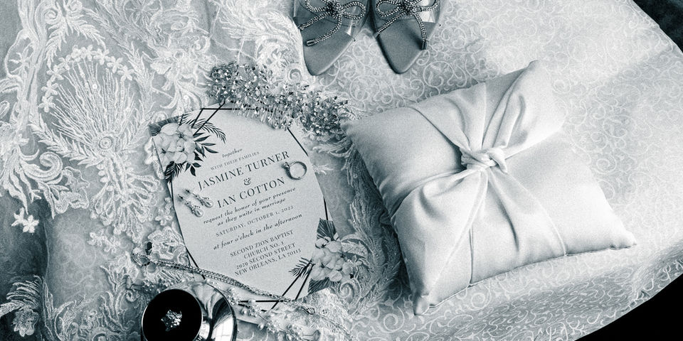 black and white photos of wedding details