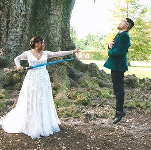 bride uses "the force" to levitate groom