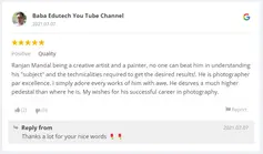 Screenshot of Client's Google Reviews in Google Business Profile, Ranjan KM's Photography, Photographer, Deoghar