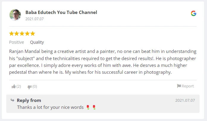 Screenshot of Client's Google Reviews in Google Business Profile, Ranjan KM's Photography, Photographer, Deoghar